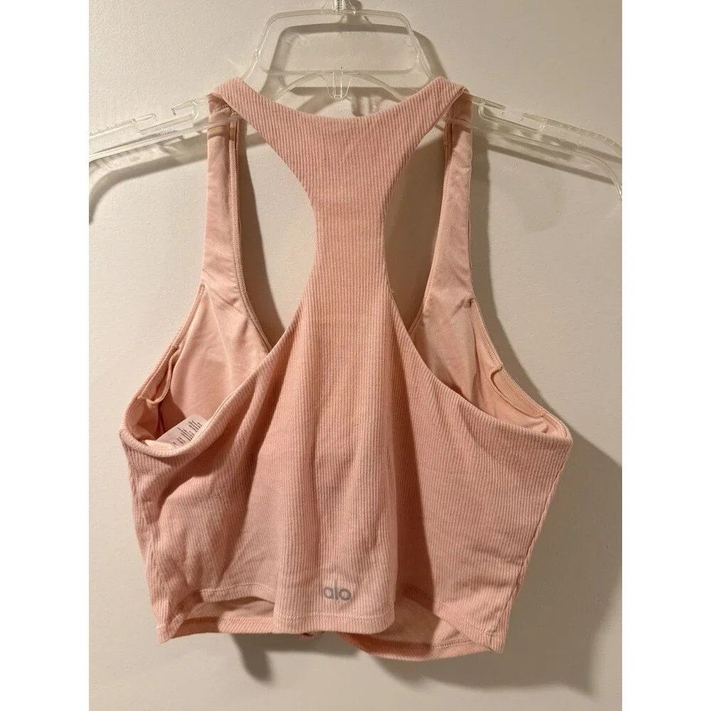 Alo Yoga Ribbed Knot Sports Bra Crop Top Nectar Size Large